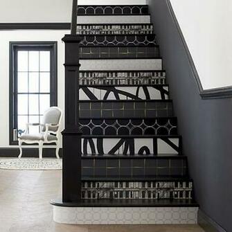 Samples Of Cb2 S Wallpaper On Stair Risers Small Metallic