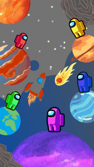 Wallpaper HD Among Us In The Space