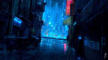 Cyberpunk Rain Aesthetic Water City Lights Raining Darkness