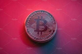 Bitcoin On Purple Backlit Background High Quality Business