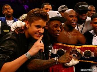 Justin Bieber Image And Cent At Mayweather Vs