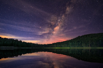 Landscape Reflection Trees Lake Milky Way Wallpaper HD