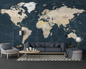 Amazon Murwall Map Wallpaper Dark Political World Wall