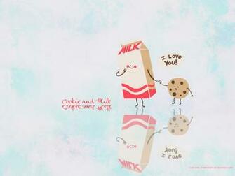 Cookie And Milk Love Wallpaper