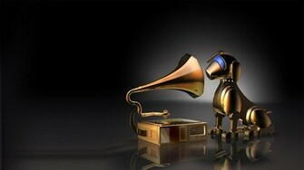Dog And Turntable Wallpaper World Collection