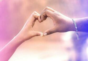 Boy And Girl Making Heart With Hands Love Wallpaper In HD 4k