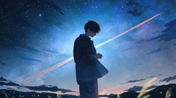 Anime Boy Alone Night Scenery Pc Desktop 4k