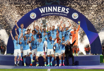Manchester City Wins Uefa Champions League Wallpaper