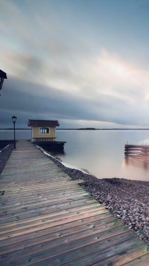 Lake Calm Nature Beautiful Sea Water Road Android Wallpaper