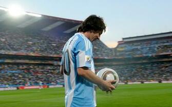 Messi HD Wallpaper Lying On Football Ground