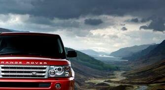 Wallpaper Red Land Rover Range Sport Mountain Sky Clouds