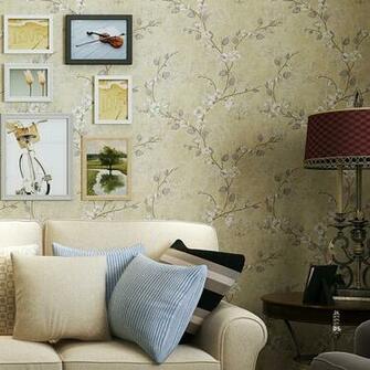 Crown Vintage American Country Garden Flowers Woven Wallpaper