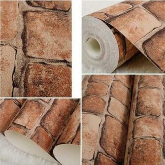 Buy Vinyl European Style Embossed Texture Vintage Brick Wallpaper