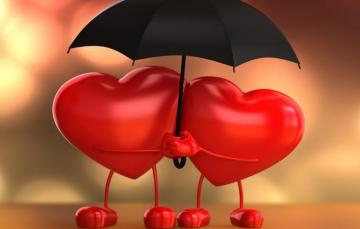 Wallpaper Love Heart Umbrella Lovers