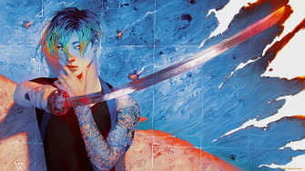 Anime Guy Katana Tattoo 4k Wallpaper