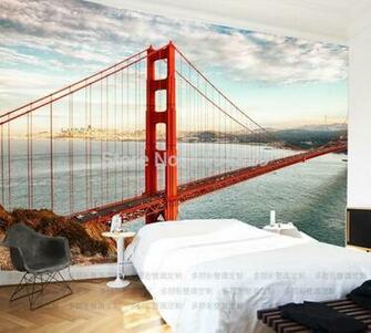 Bridge Wood Fiber Wallpaper Tv Background Wall And Sofa