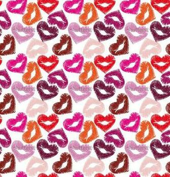 Sexy Print Of Heart Lips Seamless Kiss Valentine Background Cute