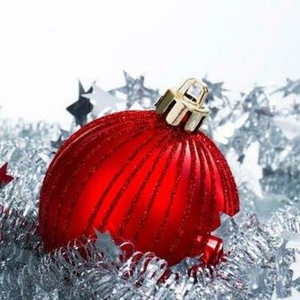 Red Christmas Ball In Silver Stars Wallpaper For Samsung Galaxy Tab