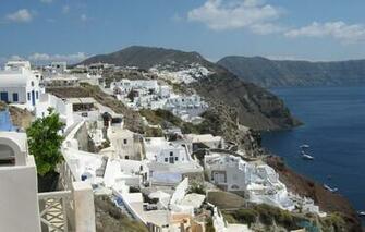 Wallpaper The Sky Ships Santorini Greece Aegean Sea Rocky