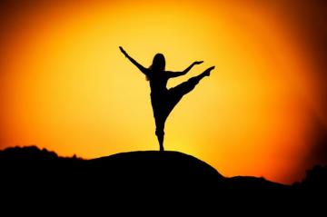 Wallpaper Sunrise Yoga Silhouette Girl