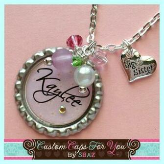 Personalized Name Or Initial Purple Flower Background Bottle Cap Neck