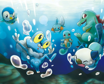 Water Starters Companions Squirtle Totodile Mudkip Oshawott Froakie