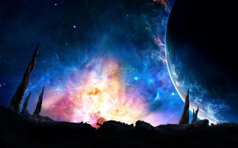 Majestic Planet And Colorful Galaxy Anpgjiifcv3495in Wallpaper