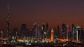 Dubai Skyline Skyscrapers At Night 4k Wallpaper
