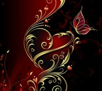 Heart Goldredbutterflyheartswirlsbackground Jpg Photo By Huffy9718