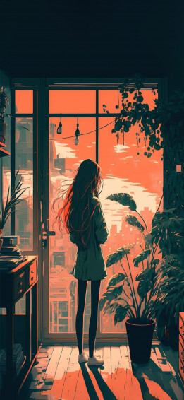 Girl On Balcony Aesthetic Wallpaper