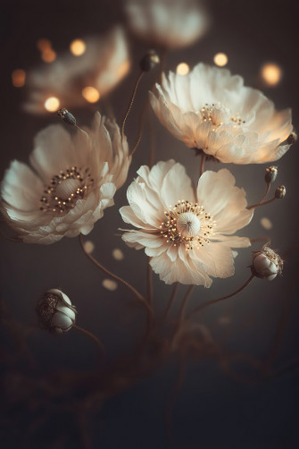 Creme Beige Flowers Posters Art Prints Wall Murals