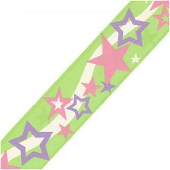 Surestrip Green Stars Shapes Prepasted Wallpaper Border Roll
