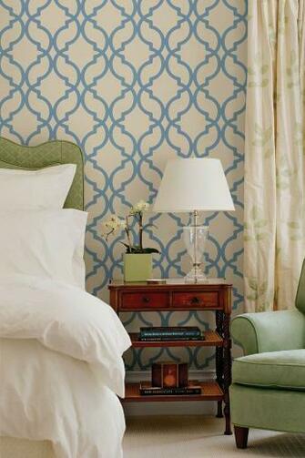 Harira Blue Moroccan Trellis Wallpaper Dreamy Beds