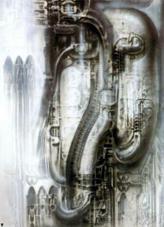 Biomechanical Landscape A Surrealist H R Giger Art Wallpaper