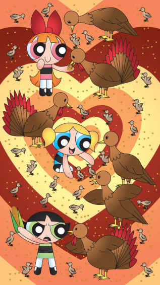 The Powerpuff Girls Thanksgiving iPhone Wallpaper By
