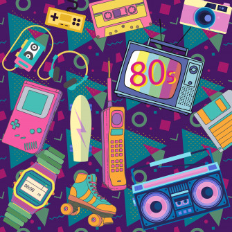 Eighties Retro Elements Wallpaper