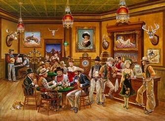 Western Saloon Wall Mural Contemporary Wallpaper