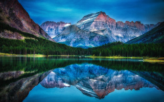 Lake Mountain Forest Reflection Water Sunrise Morning Summer Wallpaper
