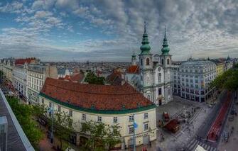 Wallpaper Vienna Austria Church Mariahilf Sky Street