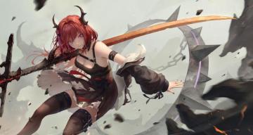 Jay Xu Arknights Surtr Cleavage Dress Garter Horns No