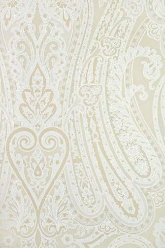 White And Cream Paisley Wallpaper Mulberry Ivory
