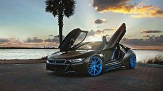 Bmw I8 Blue Hre Wheels Wallpaper HD Car