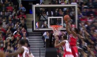 Jimmy Butler Catches The Inbound Alley Oop Dunk Over Demar Derozan