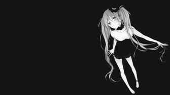 Background Anime Girls Grayscale Wallpaper Desktop