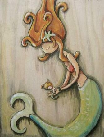 Vintage Mermaid Wallpaper Ink On