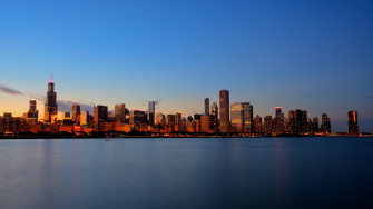 Chicago Skyline Sunset Wallpaper
