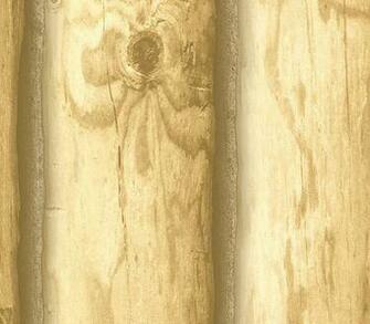 Golden Faux Log Cabin Wallpaper Lodge Outdoors