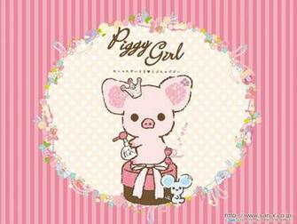 Piggy Girl Wallpaper With Pink Stripes Hawaii Kawaii