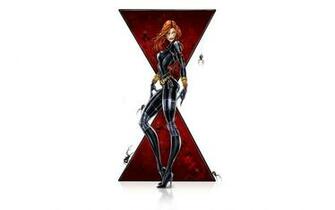 Black Widow With Spiders Widescreen Wallpaper
