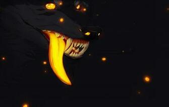 Wallpaper Fireflies Fear Darkness Wolf Mouth Fangs Werewolf